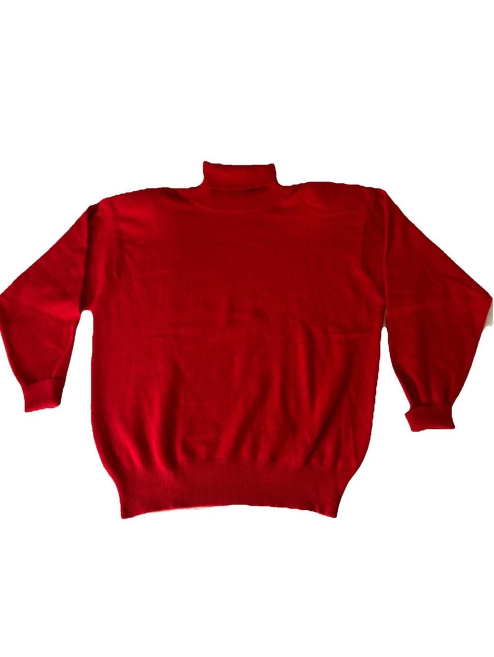 Diane Avery 100% Cashmere Sweater Red Size Large Turtleneck Knit Vintage